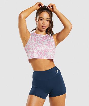 Camiseta Tirantes Gymshark Entrenamiento Crop Mujer Rosas | CO 2338DFM